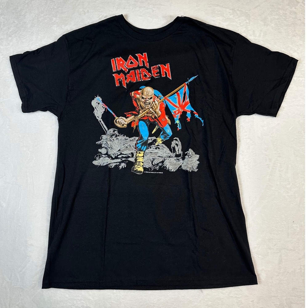New Iron Maiden The Trooper Graphic T-Shirt Black Mens Large Band Tee Cotton